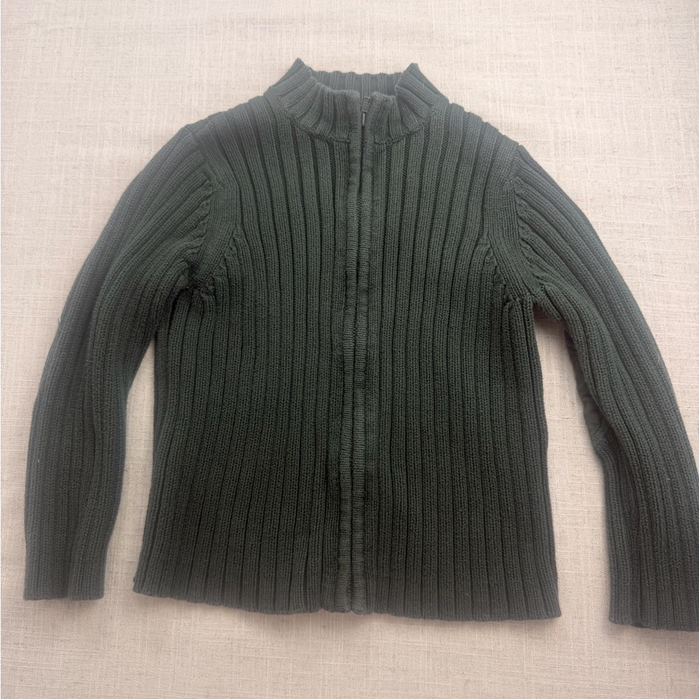 Lands' End Women's Dark Green Ribbed Turtleneck Sweater
